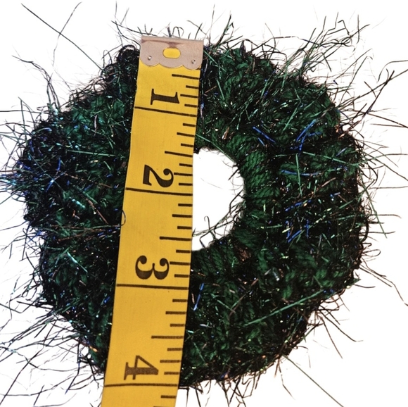 Handcrafted Whimsical Peacock Scrunchie  Mermaid-Inspired Crochet Hair Accessory - Picture 16 of 17